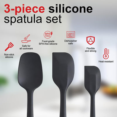 Set espátulas silicona y goma resistentes 600°F negro