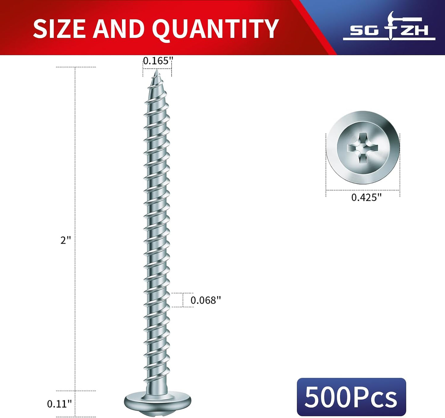Tornillo madera #8x2pulg acero 500pzas cabeza braguero