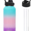Botella agua acero inox 32oz con popote sin BPA rosa/morado