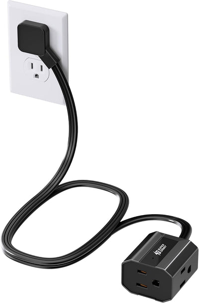 Cable extensión 3ft regleta enchufes plano ultra recto 3 tomas