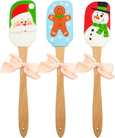 Set 3 Espátulas Silicona para Decorar Pasteles Navidad