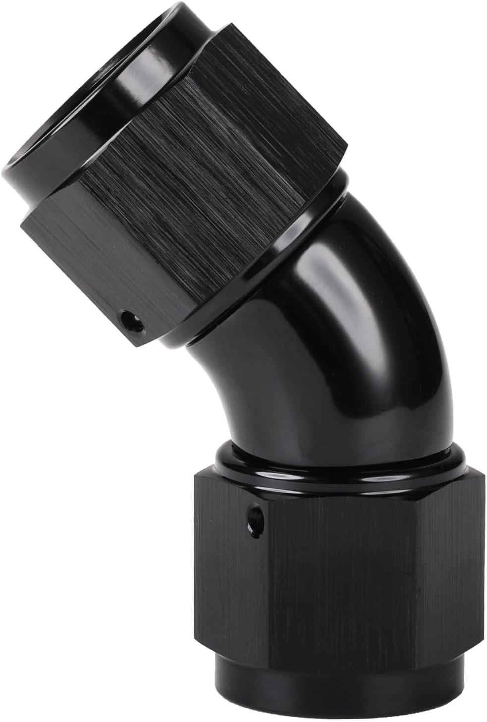 Acoplador 8AN hembra aluminio negro 45 grados