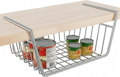 Cesta plateada DecorRack para debajo del estante, organizador de cocina y armario
