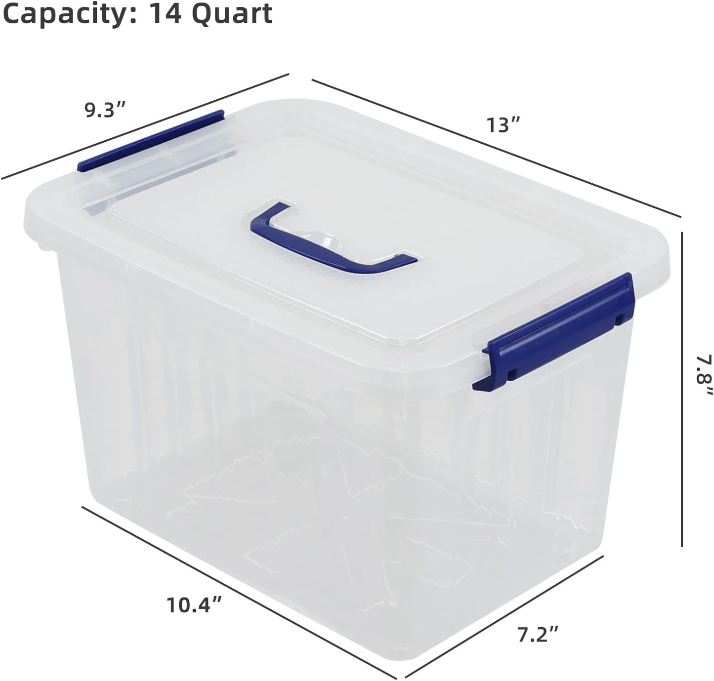 Contenedor plástico transparente 12qt con asa y cierre