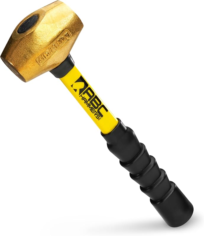 Martillo latón 4lb 14" mango fibra vidrio doble cara