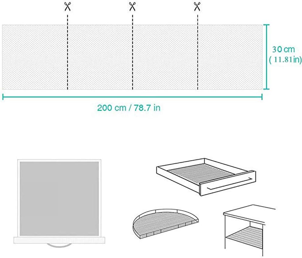 Tapete antiderrap estante 12" x6.5ft cuadrícula PVC