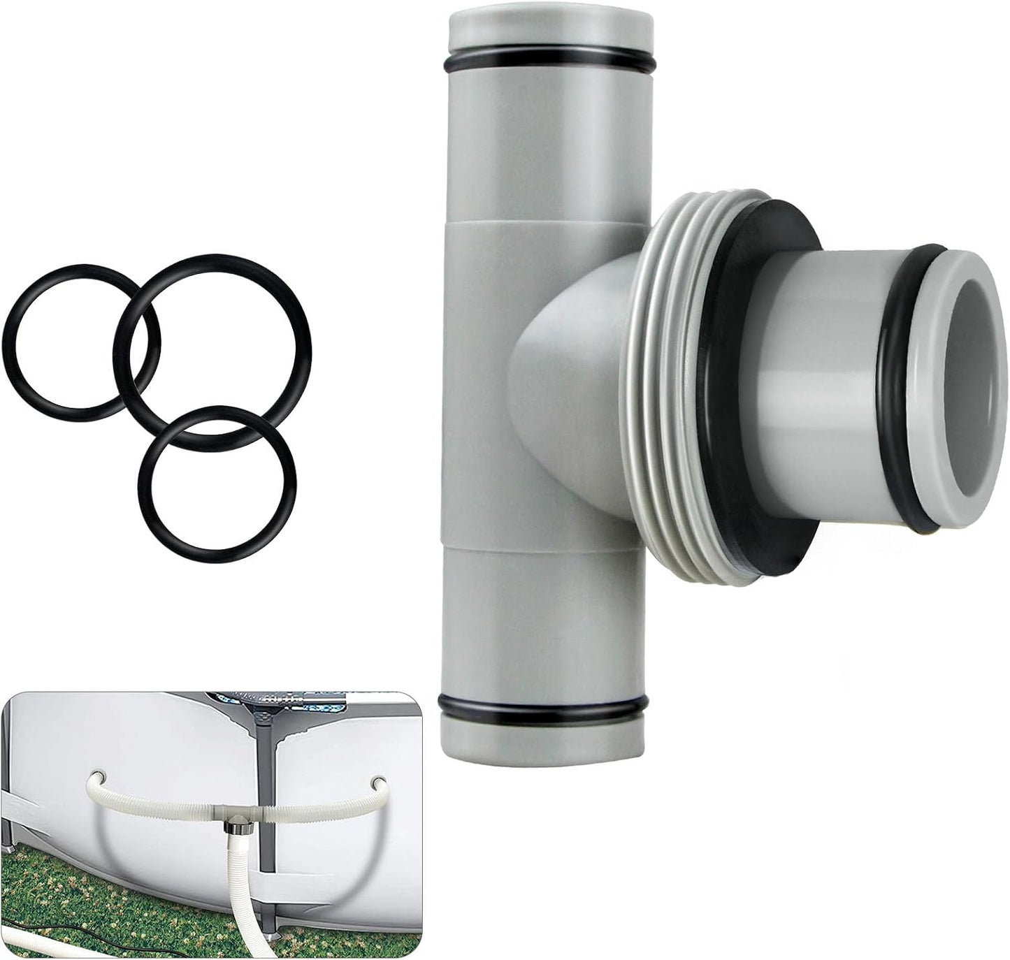 Conector manguera piscina junta en T 1.5ft a 1.25ft