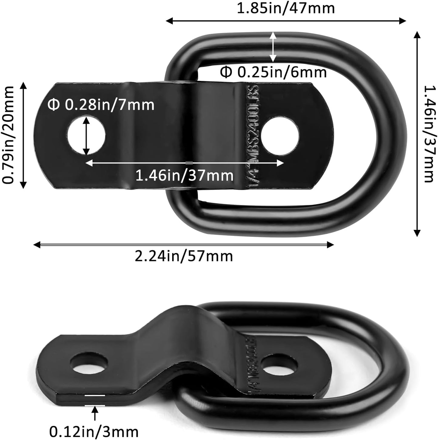 24 Anclajes Amarre Anillo 1/4pulg Acero Inox Camión