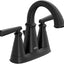 Grifo baño 2 manijas centro 4pulg latón negro mate