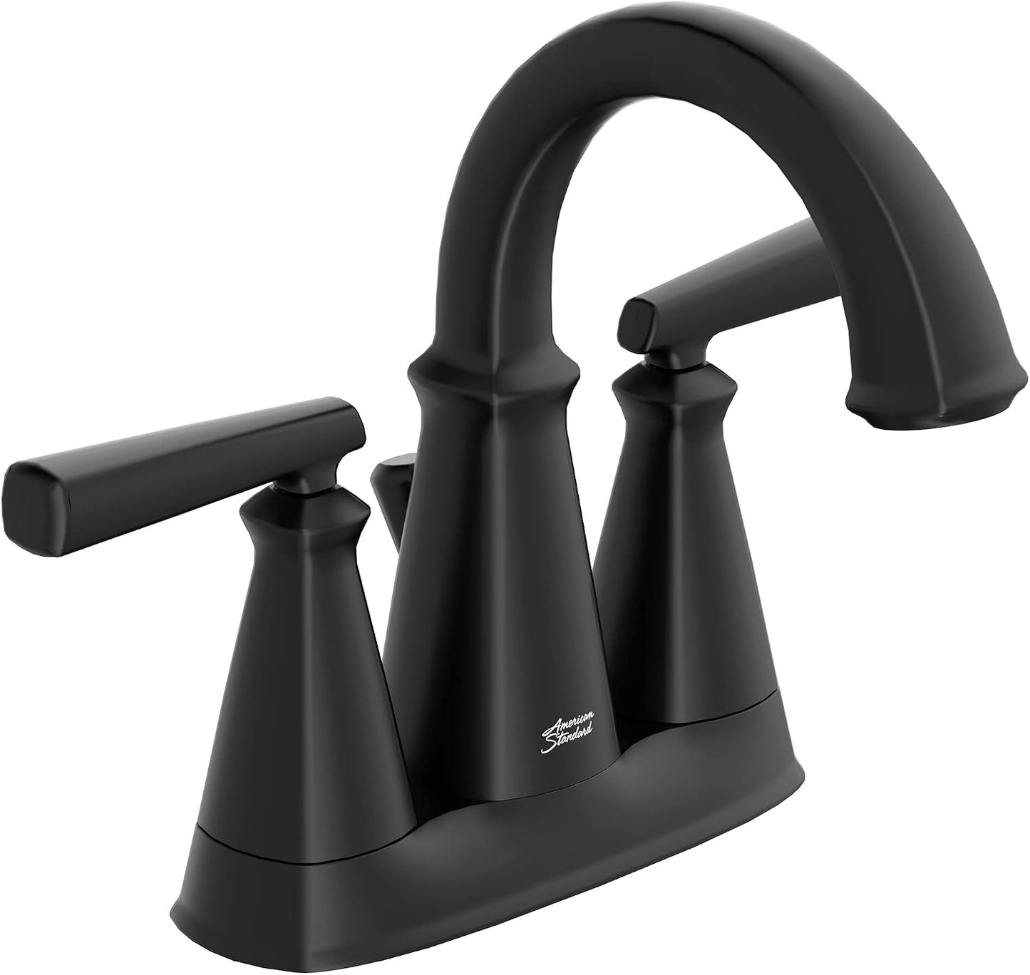 Grifo baño 2 manijas centro 4pulg latón negro mate