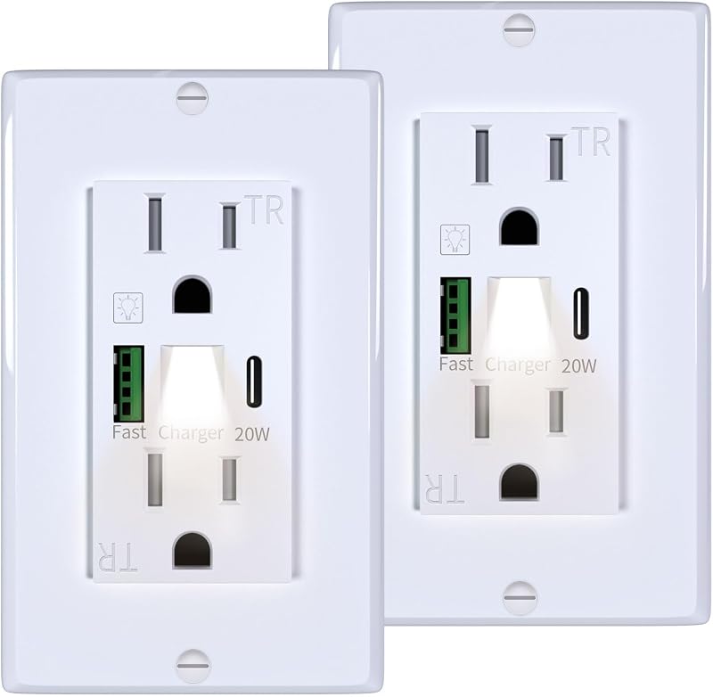 Toma corriente USB con luz LED puertos A y C