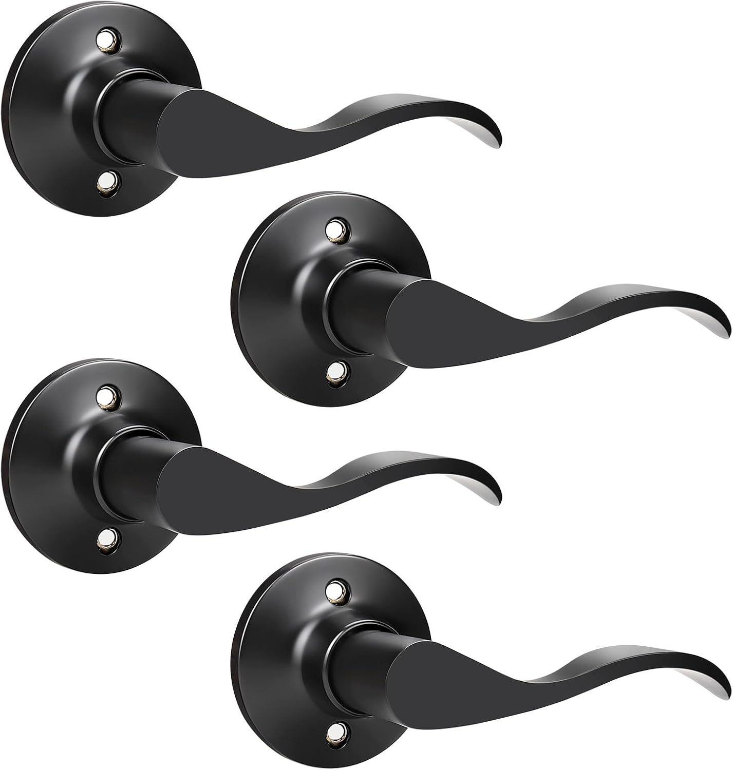4 Manijas Dummy Puerta Interior Negro Mate Palanca Derecha