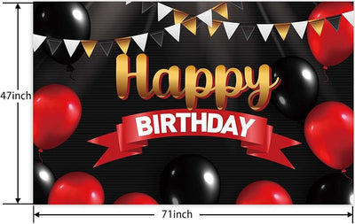 Cartel feliz cumpleaños globos rojos y negros para niñas