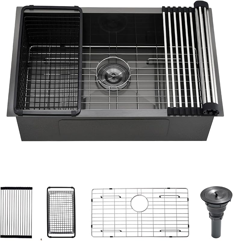 Fregadero cocina acero inox color negro 27x17"
