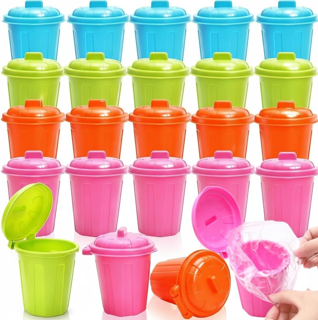 20 Pzas Cubos Basura Plástico 10oz con Tapa Organiz. Hogar