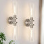2 Apliques Baño Níquel Cepillado Vidrio Transparente