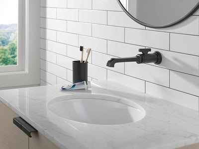 Grifo baño pared 1 agujero negro mate
