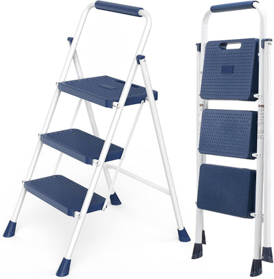 Escalera 3 Pzas Antiderrapante Pasamanos 800lb Azul