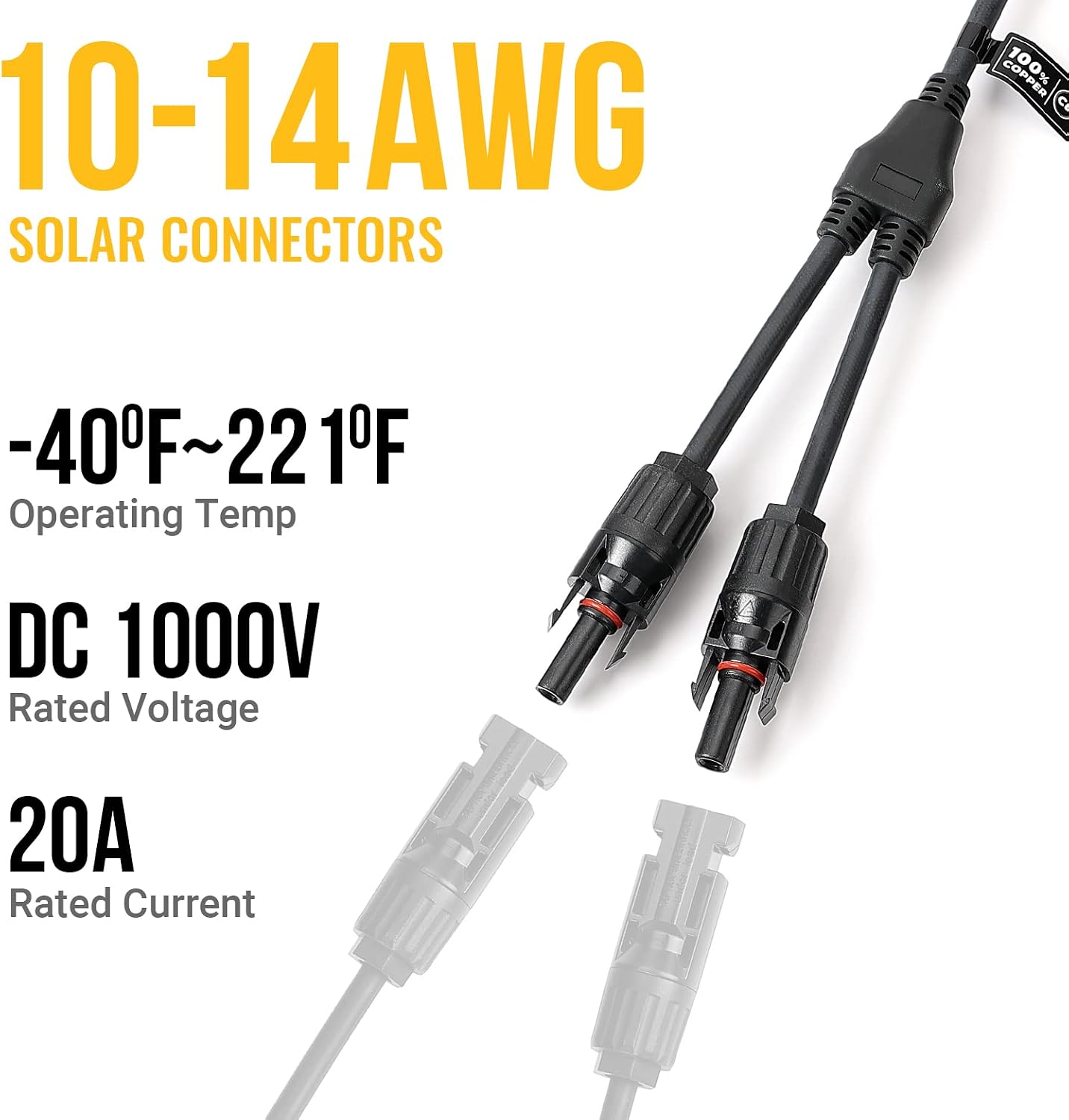 Conectores solares y adaptador paralelo para panel solar