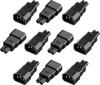 10 Adaptadores CA IEC C14 a C7 PVC 10A 125V Negro