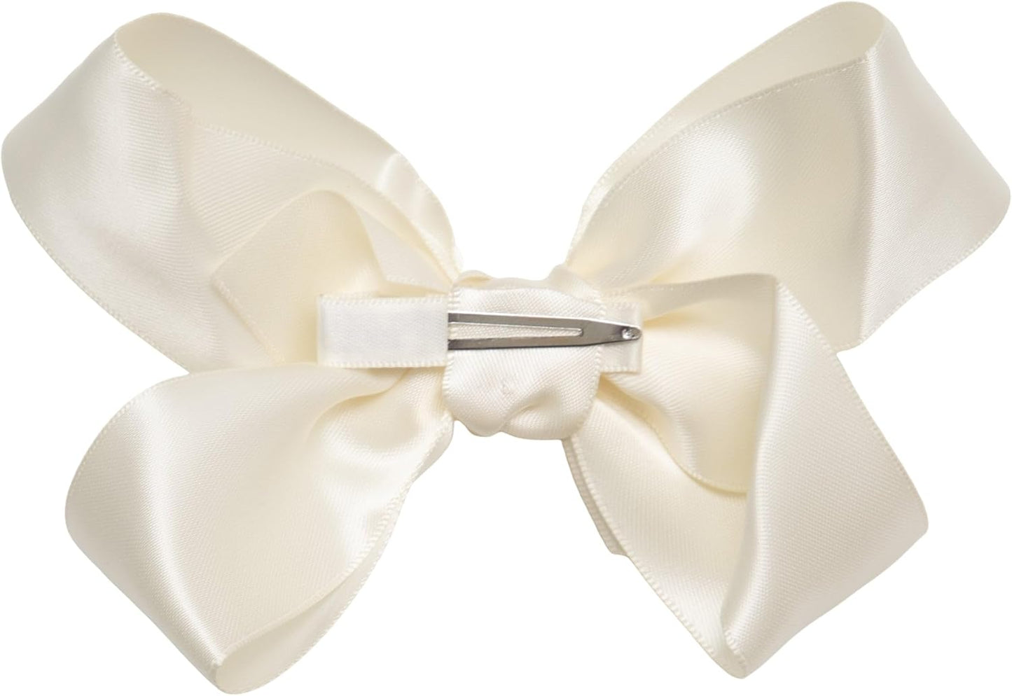 Lazos satén niña nudo envolvente clip 5pulg color blanco antiguo