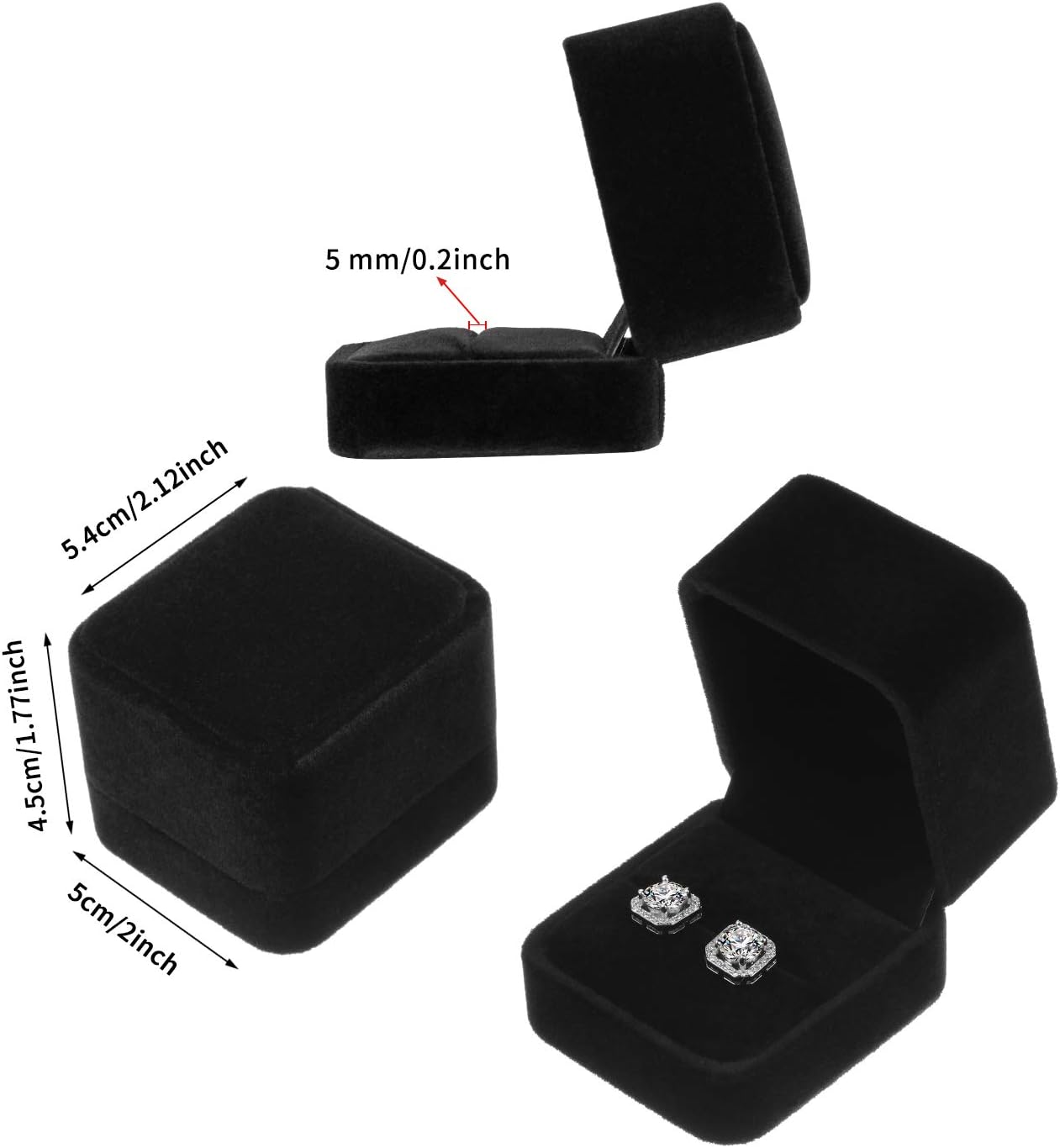 Caja terciopelo para aretes regalo boda negro