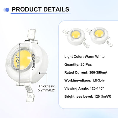 Lámpara LED COB 1.8-3.4V 20 Pzas para Experimentos y Decoración