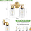 Lámpara baño E26 2 luces oro cepillado vidrio transparente