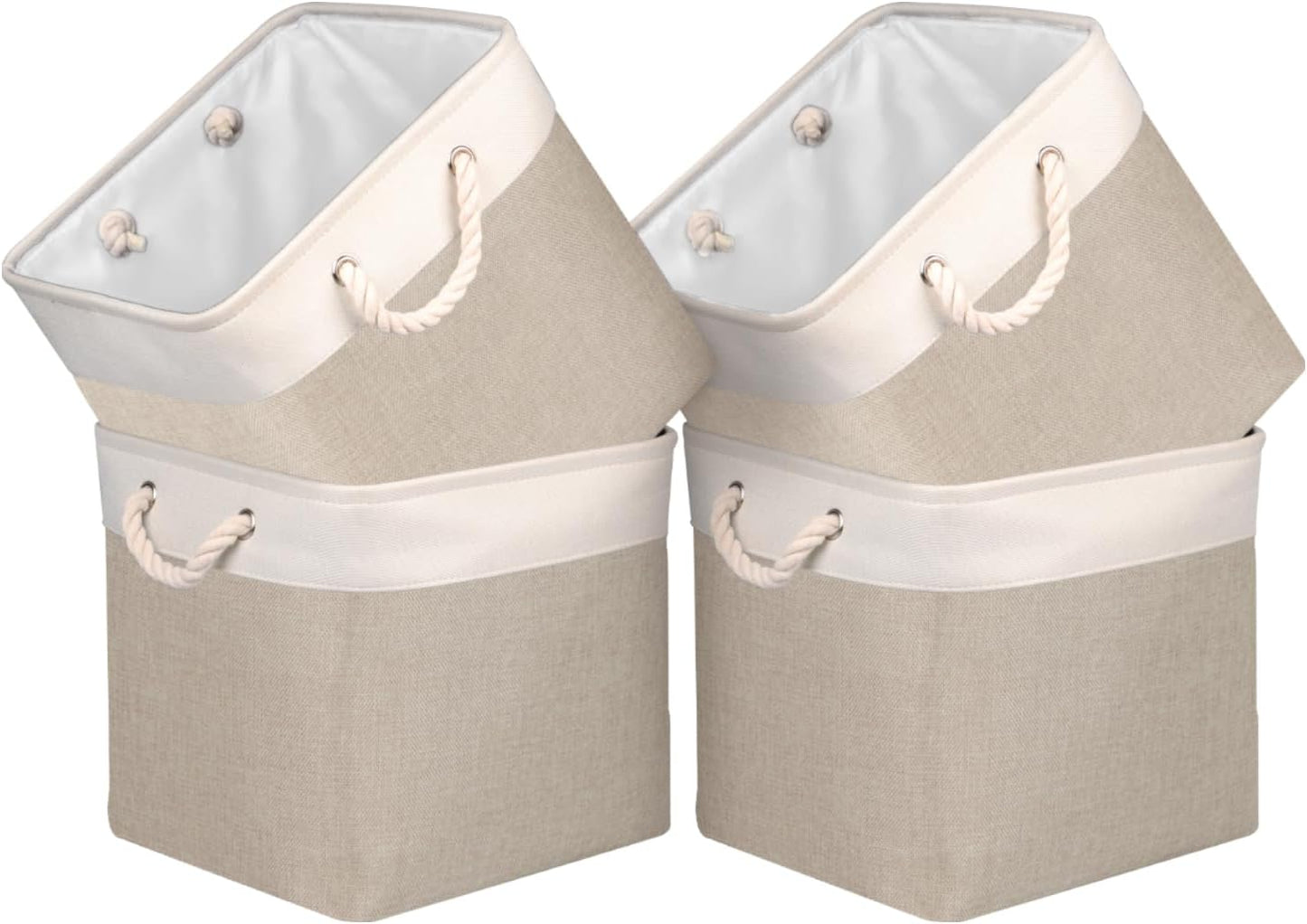 Cubos almacenamiento tela 12" asas cuerda pack 4