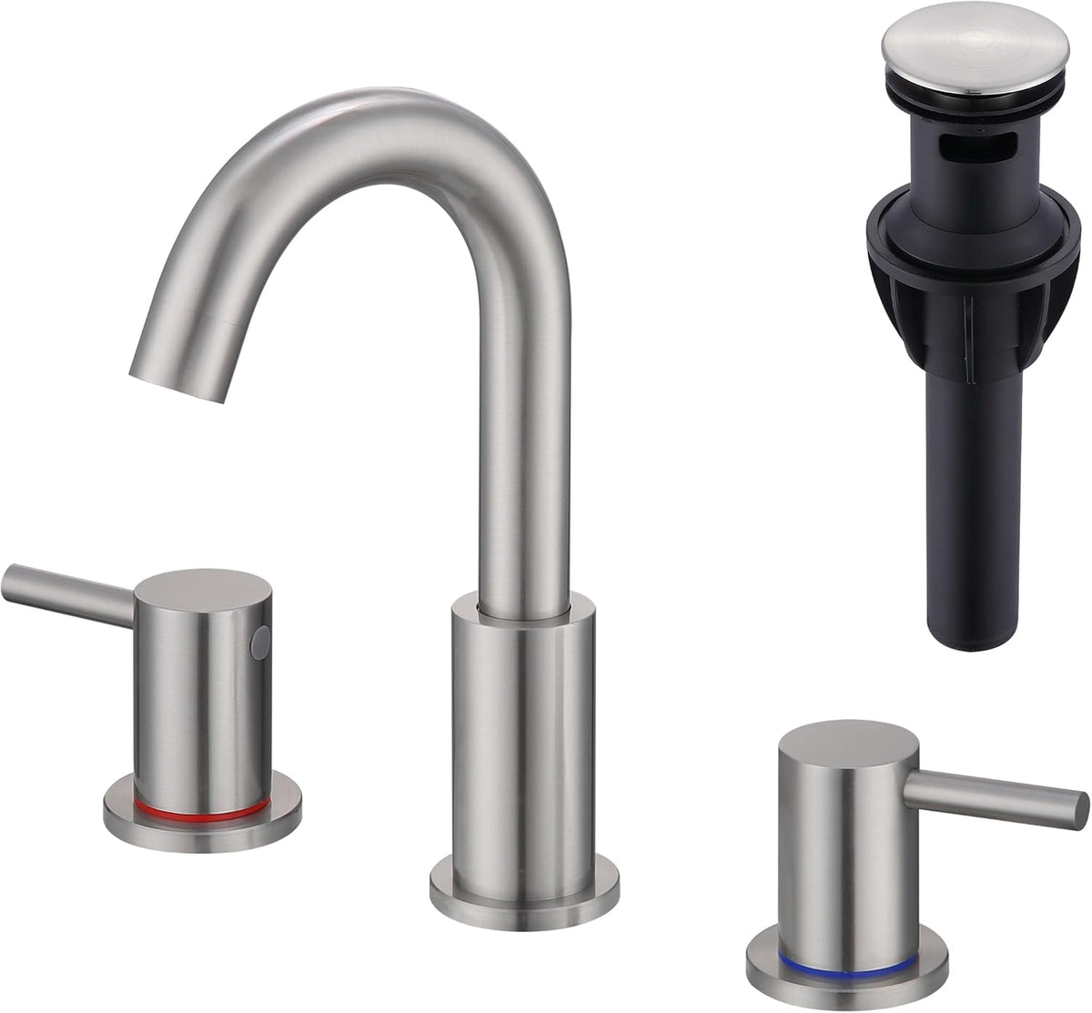 Grifo baño níquel cepillado 3 agujeros 8pulg acero inox