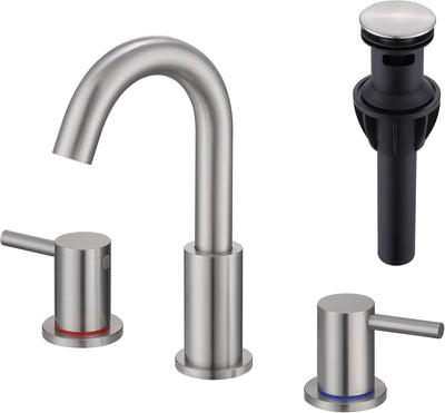 Grifo baño níquel cepillado 3 agujeros 8pulg acero inox