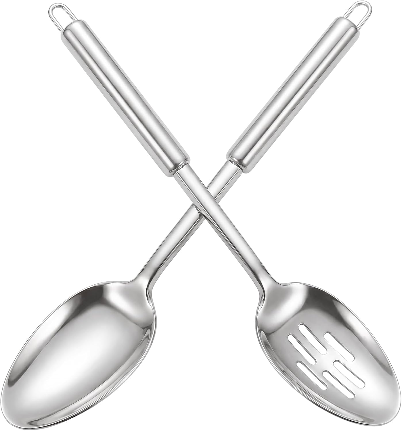 Juego cucharas acero inox ranuradas para servir y mezclar