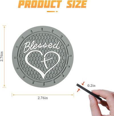 4 Posavasos Auto PVC 2.75pulg Diseño Cruz Bendita