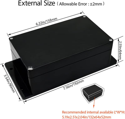 Caja conexiones impermeable IP65 plástico ABS negro