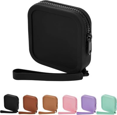 Bolsa maquillaje silicona portátil con cremallera negro