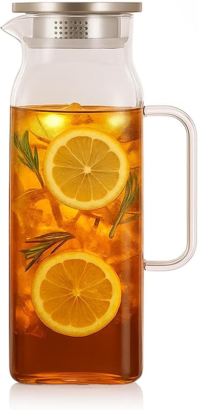 Jarra vidrio borosilicato 2L con tapa y boquilla