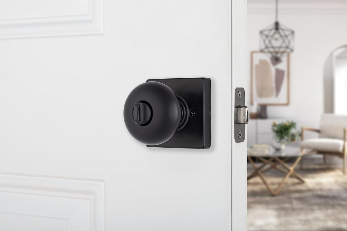 Pomo puerta bola bloqueo privacidad negro mate pack 4