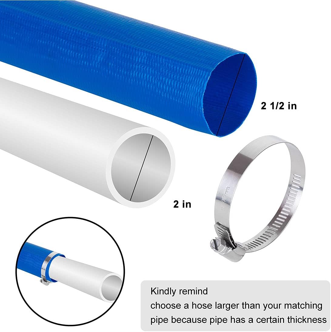 Manguera PVC azul 2.5" x25ft para piscina resistente