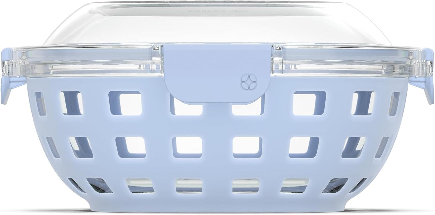 Recipiente vidrio 5 tazas tapa hermética azul