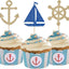 24 Pzas Adornos Cupcakes Temática Náutica Purpurina