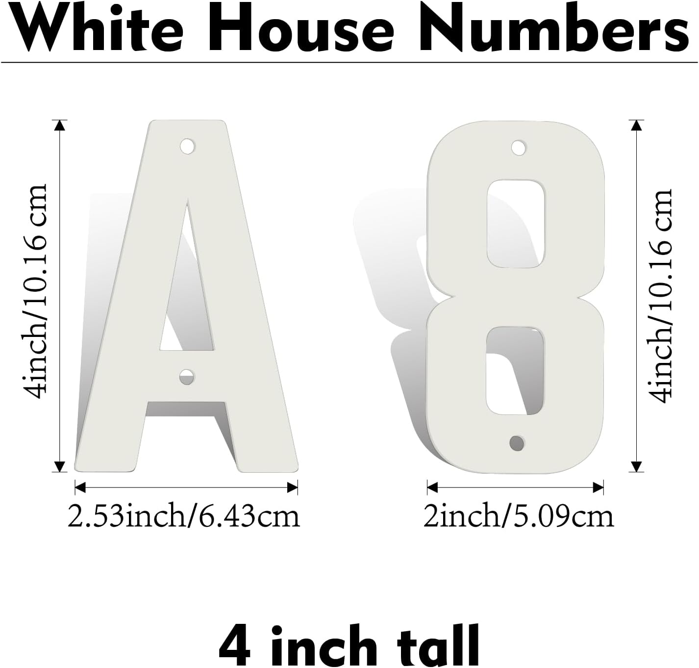 Números de casa modernos blancos 4" metal exterior