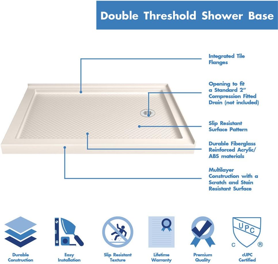 Base ducha doble umbral 34x48pulg 2 3/4pulg