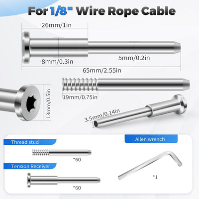 Kit barandilla cable invisible 1/8pulg acero inox T316