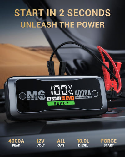 Arrancador 12V con pantalla HD y carga rápida DC