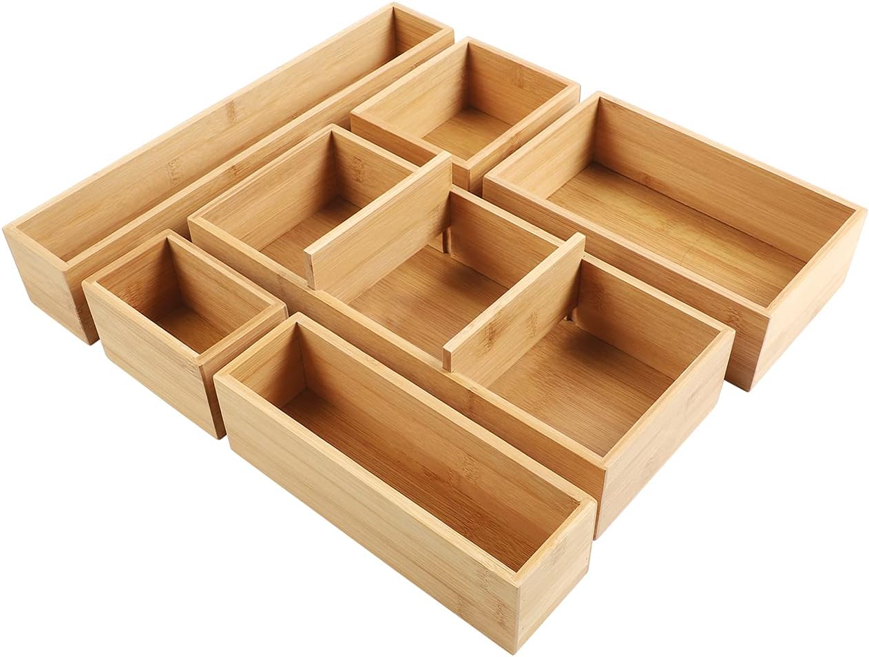 Organiz. cajones bambú separadores ajustables 6 pzas cocina