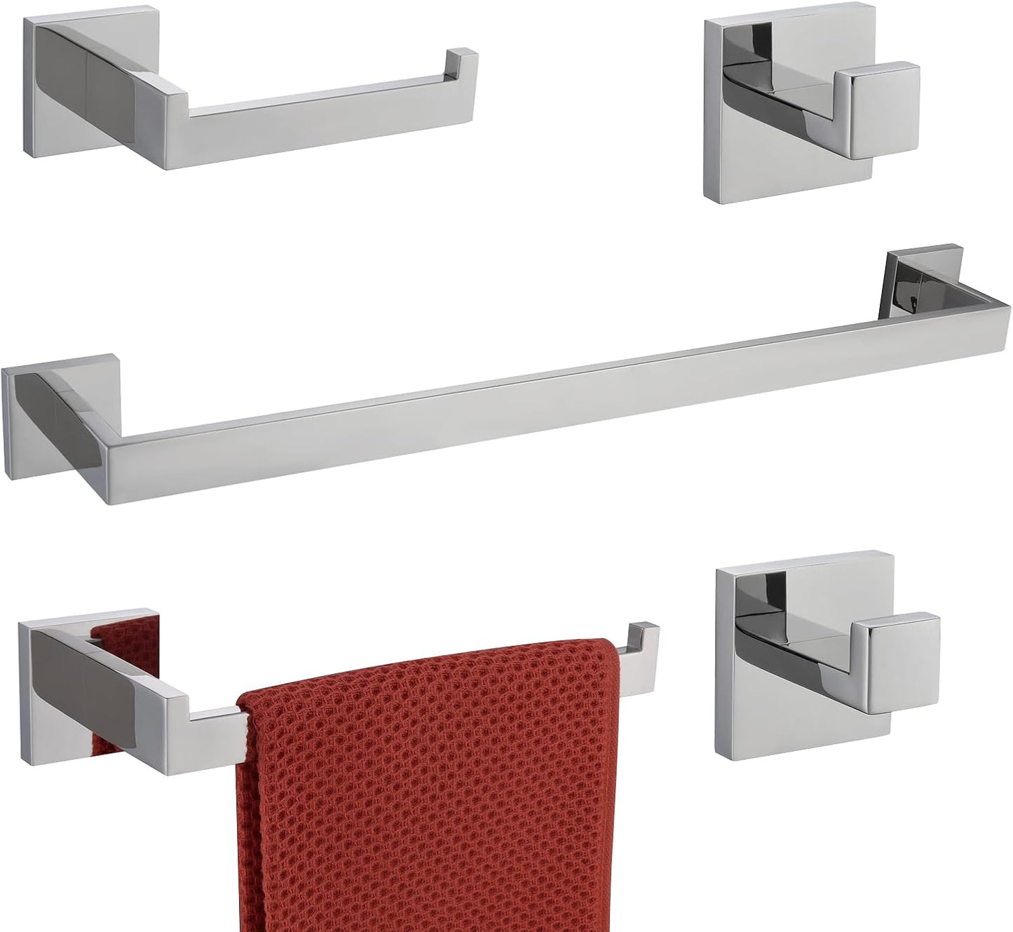 Set 5 Pzas Accesorios Baño Acero Inox Soporte Papel 24pulg