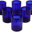 Vasos vidrio reciclado azul soplado a mano set 6
