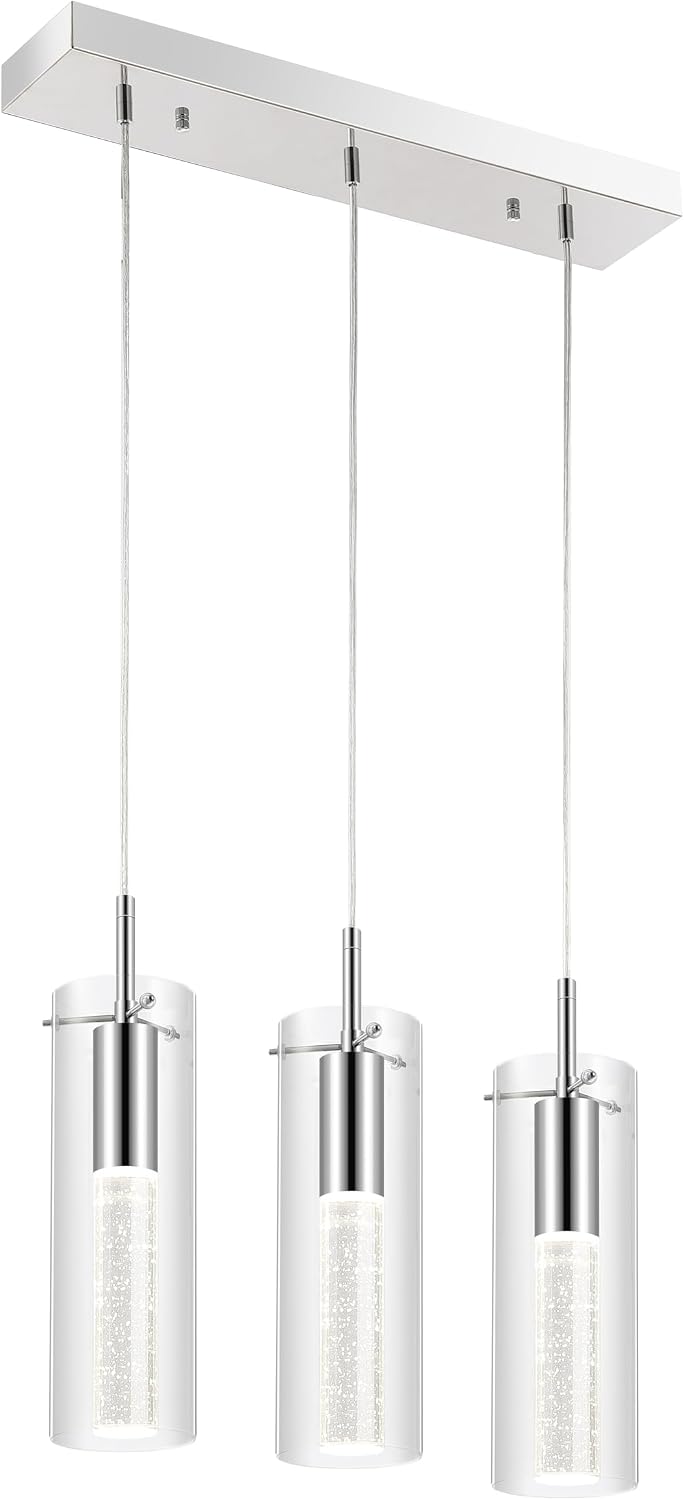 Lámpara colgante LED cromada 21.63pulg vidrio
