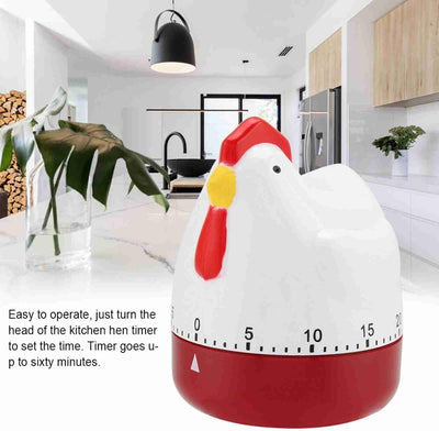 Temporizador mecánico de cocina de 60 minutos con alarma fuerte y diseño de pollo
