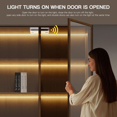 Luz LED COB 6en1 12V con sensor puerta adhesiva para gabinete